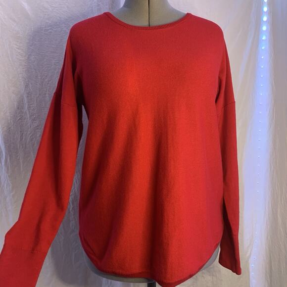 Joules Knitwear Poppy Tunic Sweater, Red With Gray Stripe Up Back, Womens Size 8 - Picture 3 of 10